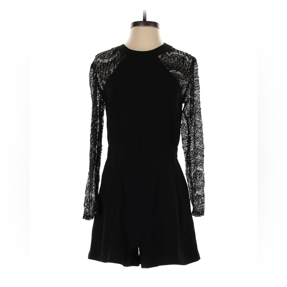 Adelyn Rae Black Romper with Lace Sleeves